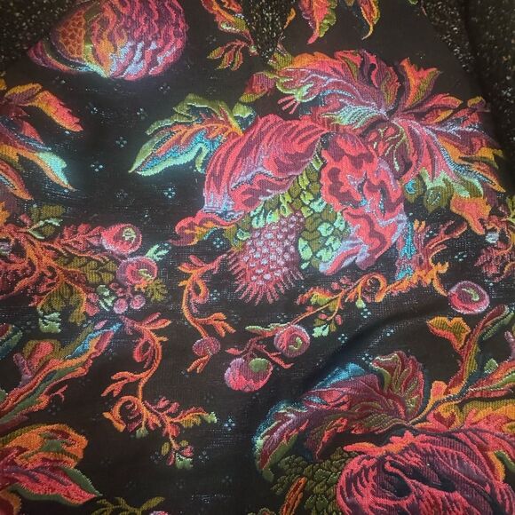 Anthopologie James Coliello NY Floral Short Sleeve Top - Black and Pink - Picture 2 of 4